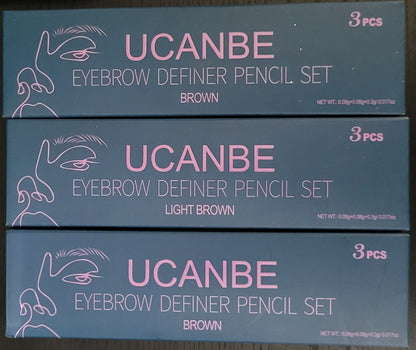 UCANBE Eyebrow Definer Pencil Set, Brown (3 Packs - 9 Pencils), New - Free Ship!