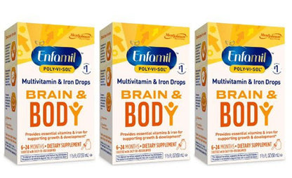 Enfamil Multivitamin & Iron Drops Brain & Body (3 Pack - 1 2/3 oz ea) Exp. 12/25
