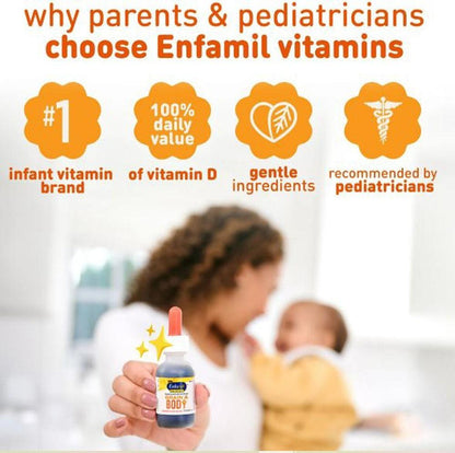 Enfamil Multivitamin & Iron Drops Brain & Body (3 Pack - 1 2/3 oz ea) Exp. 12/25
