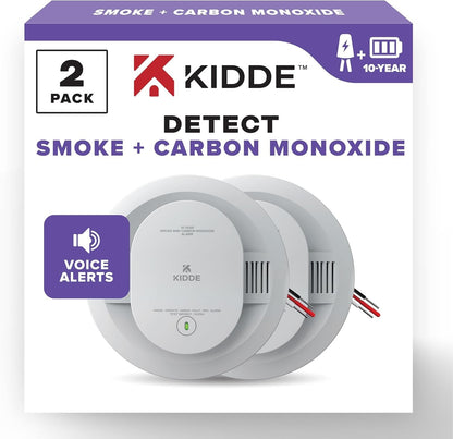 Kidde Smoke & Carbon Monoxide Detector (30CUA10-V), (New, 2 Pack, 10 yr, Voice)