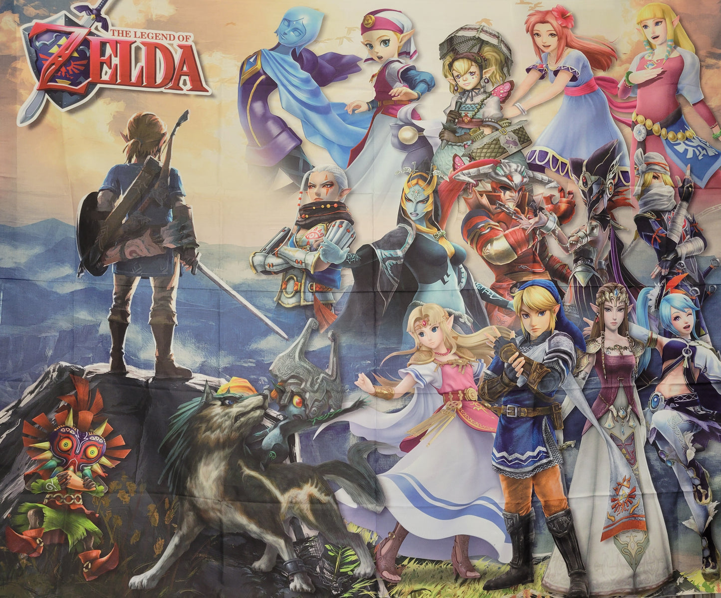 The Legend of Zelda, silk fabric wall art poster w/ hanging kit, 72" x 58"