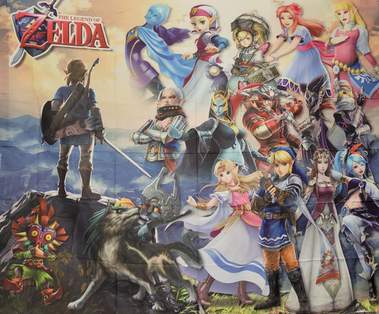 The Legend of Zelda, silk fabric wall art poster w/ hanging kit, 72" x 58"