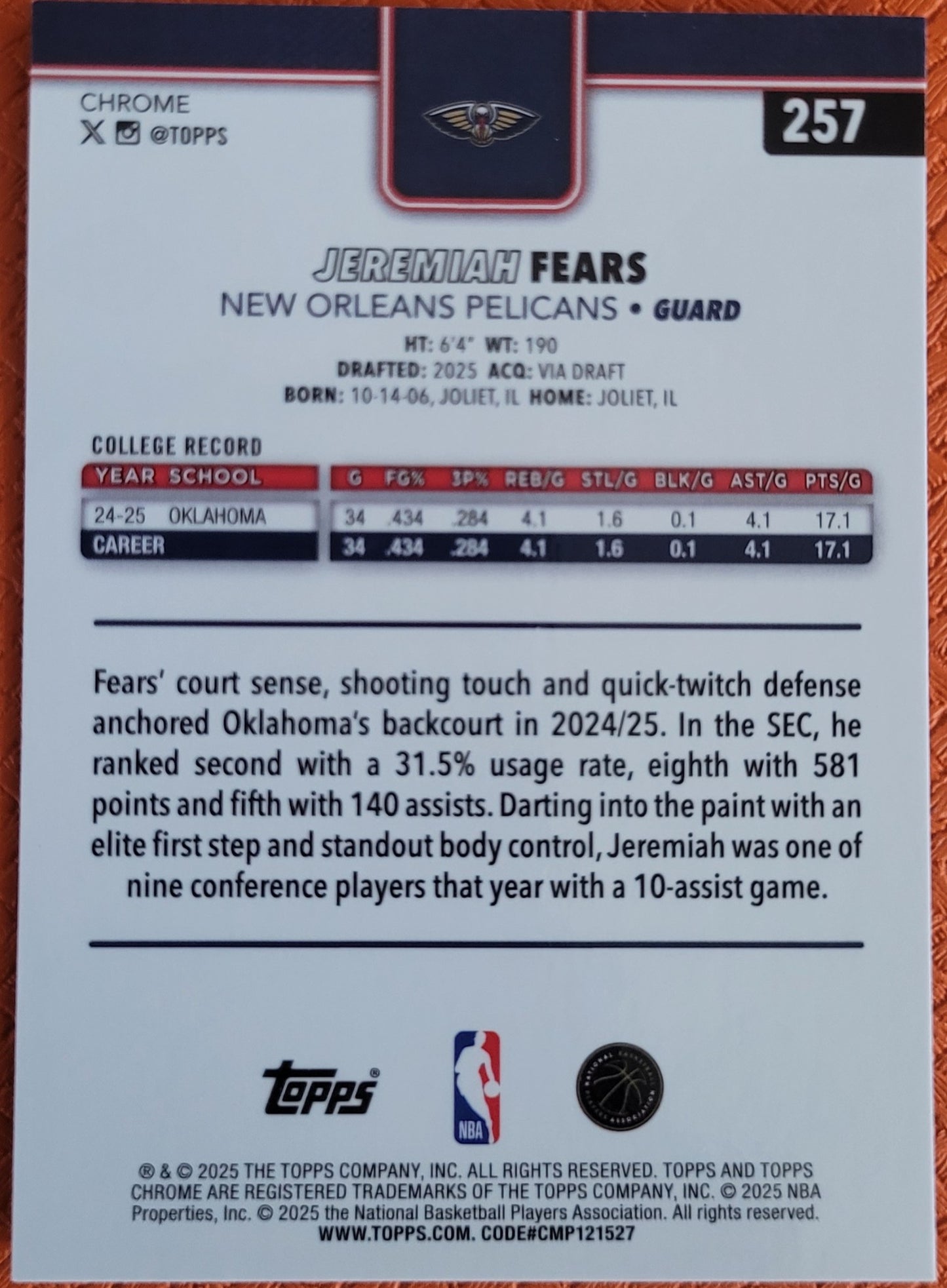 2024-2025 Panini Mosiac, Prizms, & Topps Crome Rookie Card Set, Nine Players!