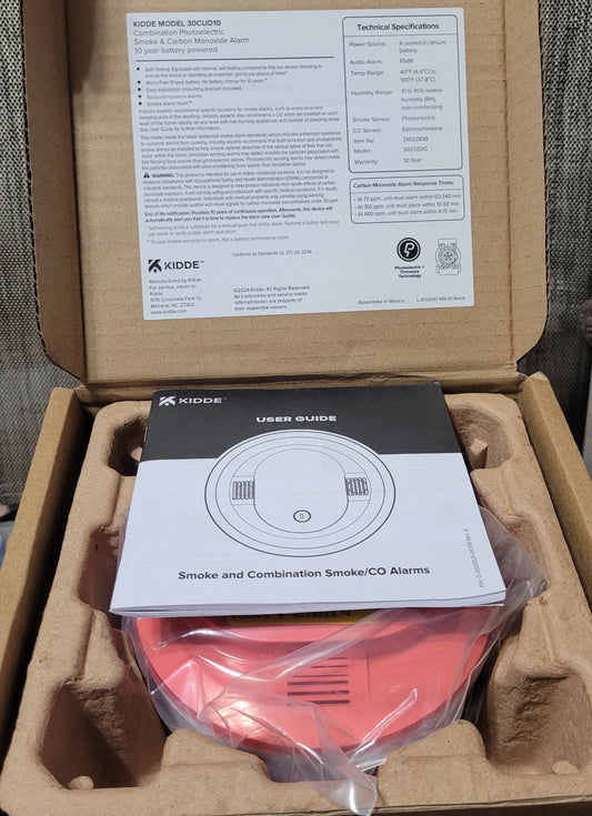 Kidde 30CUD10 Smoke and Carbon Monoxide Detector, 10 Year Battery, New (Open Box