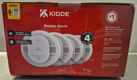 Kidde 20SA10 Hard Wired Smoke Alarm Detector, 10 Year battery, 4 Pack, New!
