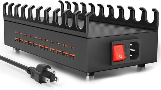 RUANSZZ (ZETX300U) Multiport 22 Port USB-A & USB-C Charging Station w/ Dividers