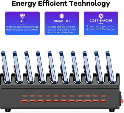 RUANSZZ (ZETX300U) Multiport 22 Port USB-A & USB-C Charging Station w/ Dividers