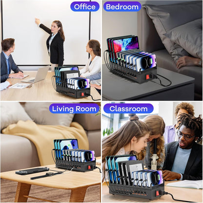 RUANSZZ (ZETX300U) Multiport 22 Port USB-A & USB-C Charging Station w/ Dividers