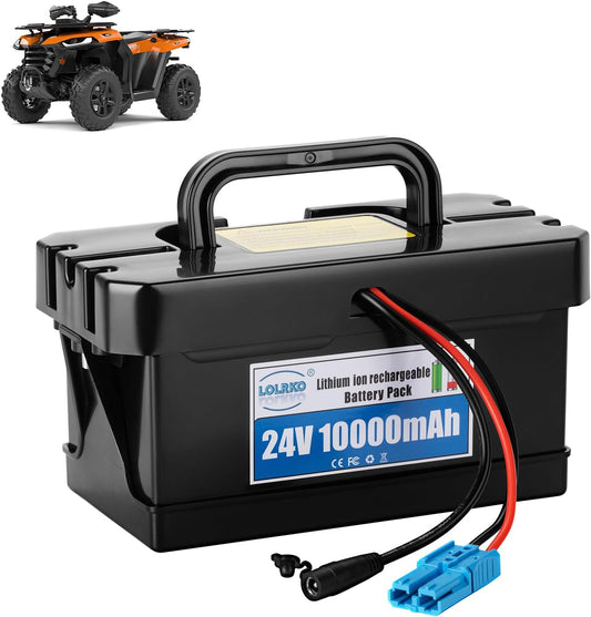 Lolrko 24 Volts, 10Ah Lithium Ion Rechargeable Battery w/ Charger - New!