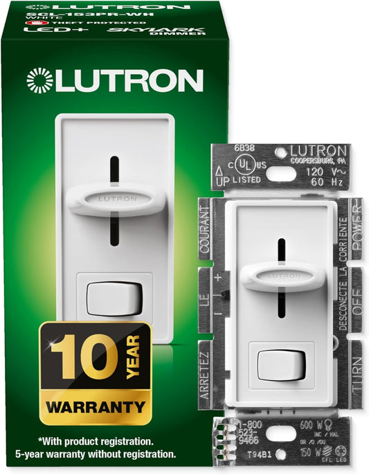 Lutron Skylark LED+ Dimmer Switch, SCL-153PR-WH, 150W Single-Pole, White, New!