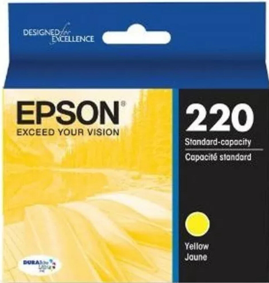 Genuine Epson 220 Yellow T220420 Ink Cartridge - Sealed - Exp 5/22 - Free Ship!