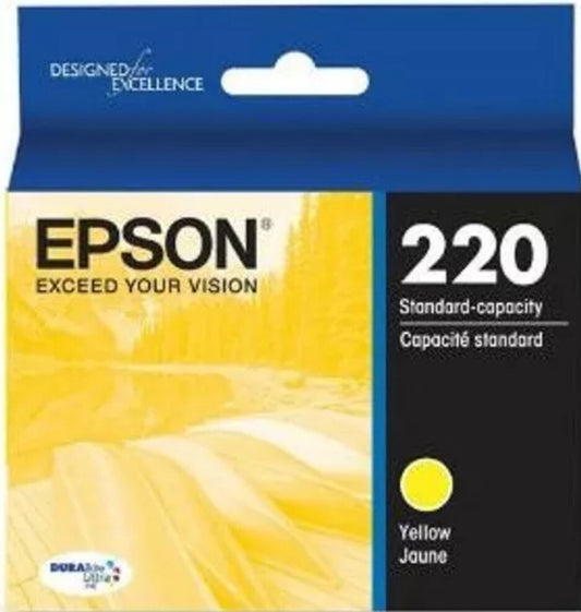 Genuine Epson 220 Yellow T220420 Ink Cartridge - Sealed - Exp 5/22 - Free Ship!