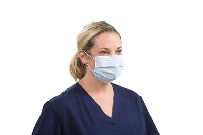 TIDI Shield Fluid-Resistant Procedural Facemask - Blue, Level 2 - Box of 500 NEW