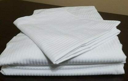 Surefit Premier Cotton Sateen Full Sheet Set - 230 TC - White Stripe - Sealed!