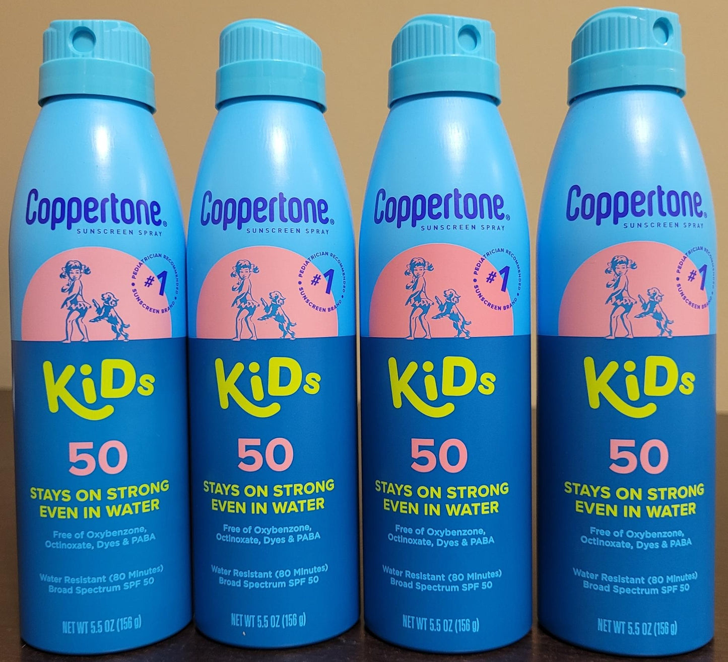 Coppertone Kids Water Resist Sunscreen Spray SPF 50 (4 Pack, 5.5 oz ea)