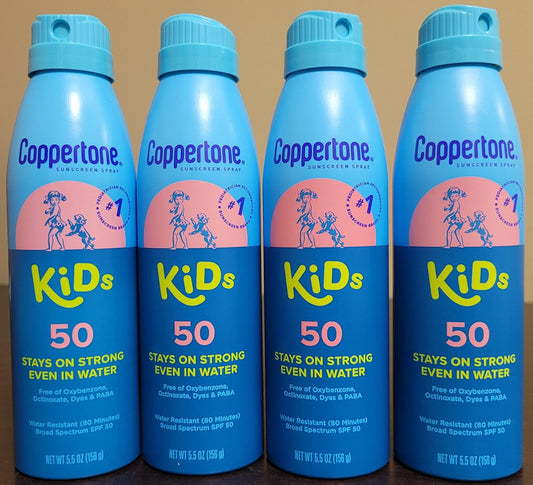Coppertone Kids Water Resist Sunscreen Spray SPF 50 (4 Pack, 5.5 oz ea)