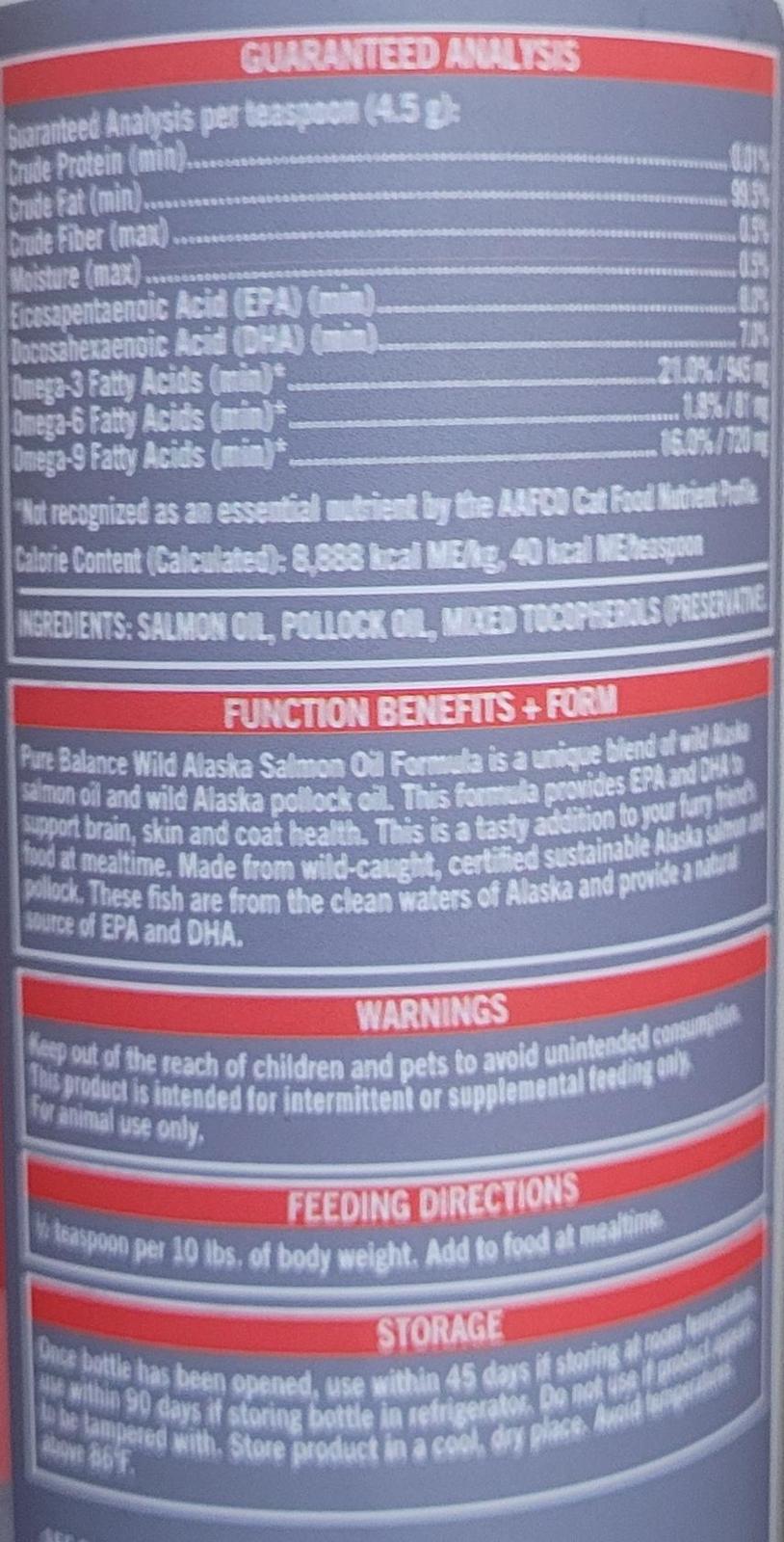 Pure Balance Pro Plus Alaskan Salmon Oil formula for Cats, 8oz - Exp. 6/25