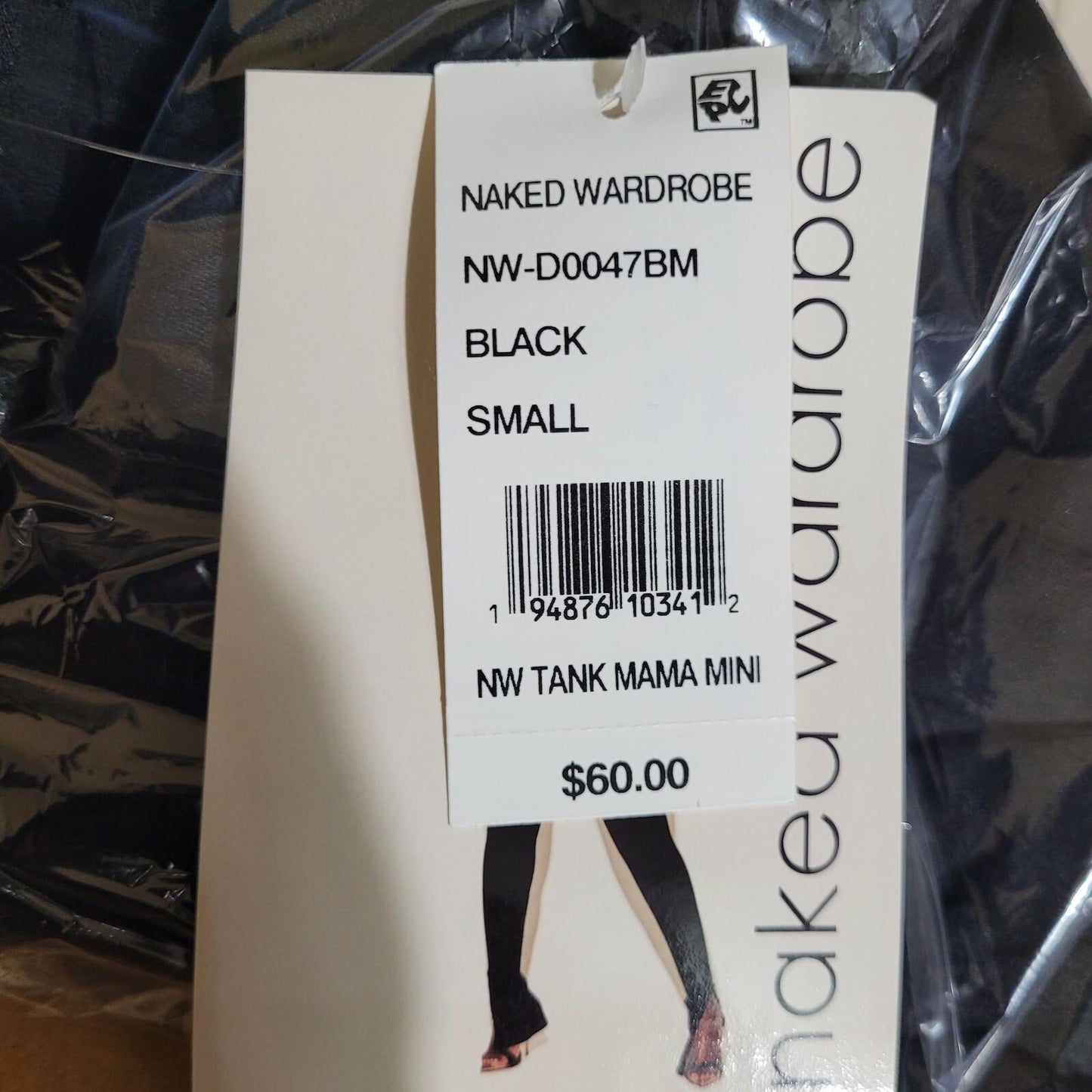 Naked Wardrobe NW Tank Mama Mini Dress, Black, Small (NW-D0047BM) New, Free Ship