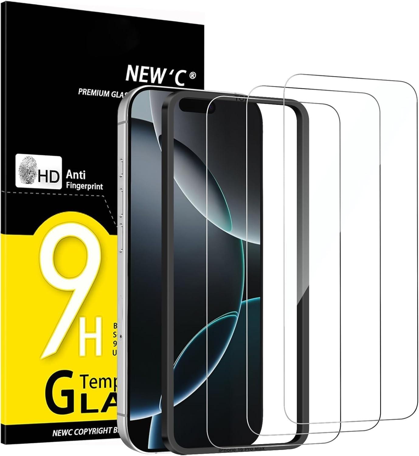 NEW'C 9h Tempered Glass for iPhone 16 Pro Max (6-9 pcs) - Free Shipping!