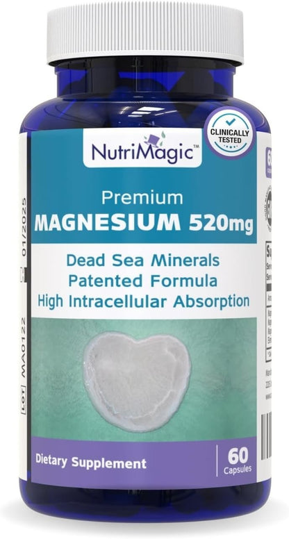 NutriMagic Premium Magnesium  60 Capsules, 520mg - EXP 4/26, Free Ship!