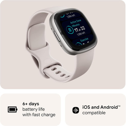 Fitbit Sense 2 Smartwatch - Lunar White Infinity Band, Heart Rate Monitor, Unisex