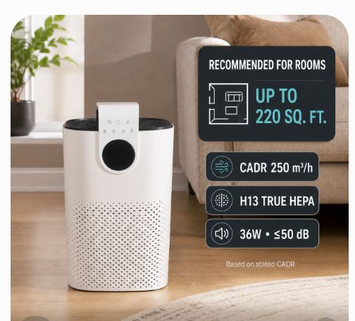 PUREVOLVE True HEPA H13 Air Purifier Compact Quiet Room Cleaner White 36W - NEW!