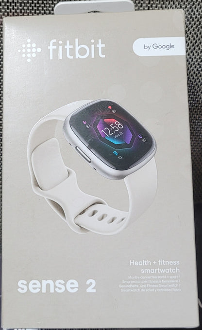 Fitbit Sense 2 Smartwatch - Lunar White Infinity Band, Heart Rate Monitor, Unisex