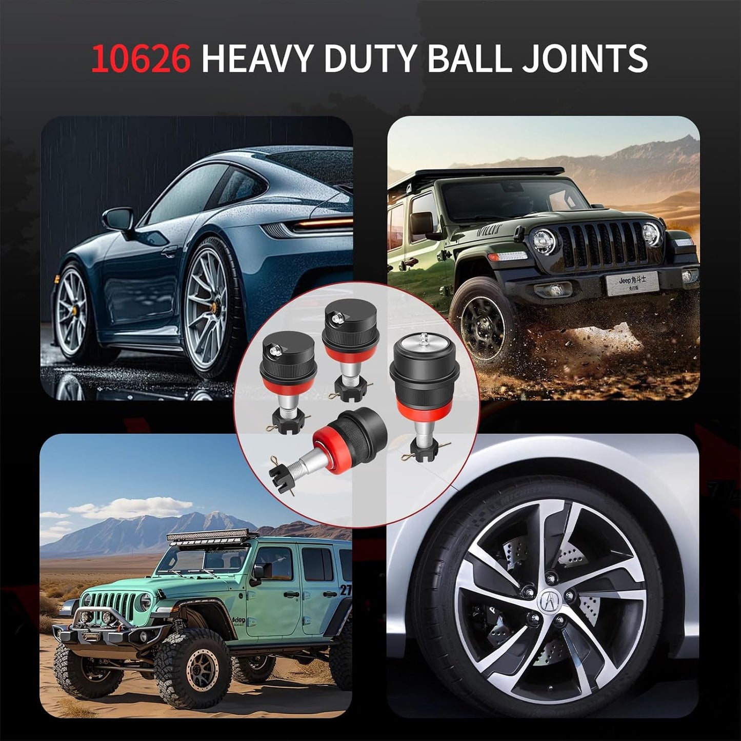 Heavy Duty Replacement Ball Joints for 2007-2018 Jeep Wrangler, Replaces 3134