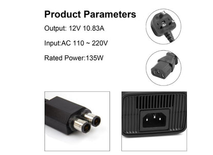 AC Adapter for Xbox 360 Slim Power Supply Charger with Cord by Huajiang Tech - NEW!