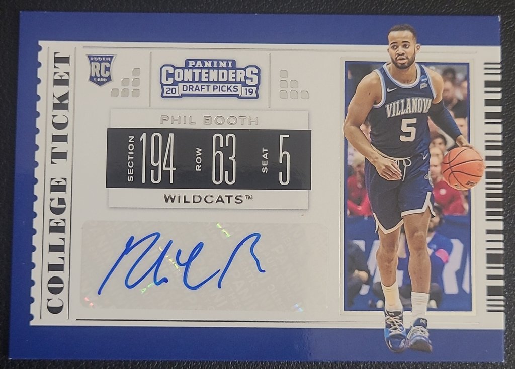 Phil Booth, Autograph Villanova, Jersey #5, Card #132, 2019 Panini Conteenders