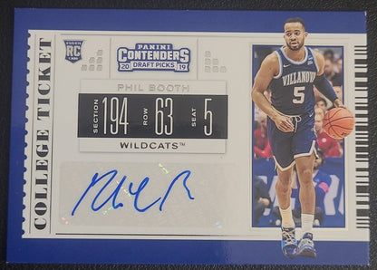 Phil Booth, Autograph Villanova, Jersey #5, Card #132, 2019 Panini Conteenders