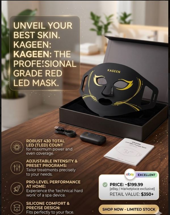 Wireless Red Light Therapy Mask for Face & Neck, 416 LEDs, 4 Modes, Cordless - NEW!