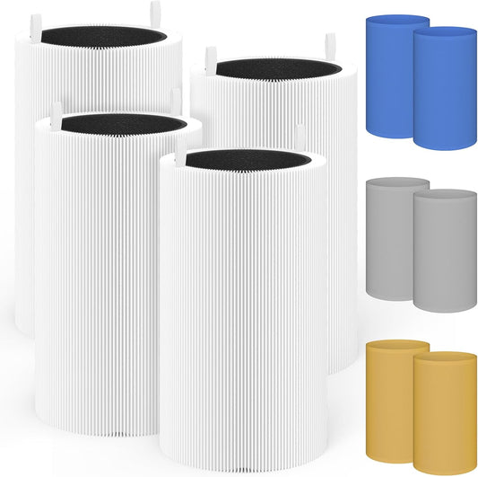 4 Pack, 411 Replacement Filter Compatible w/ Blue Pure 411 411+, w/ 6 Prefilters