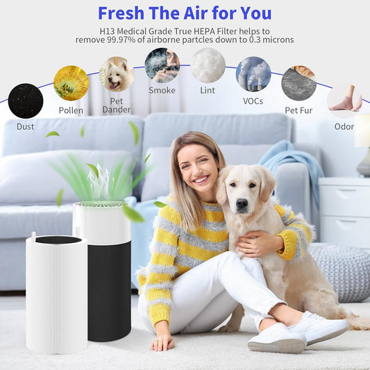 4 Pack, 411 Replacement Filter Compatible w/ Blue Pure 411 411+, w/ 6 Prefilters