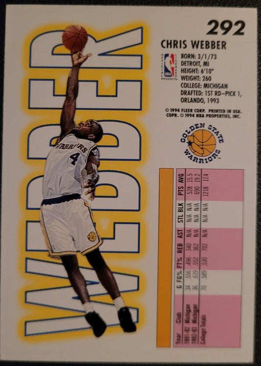 1993-94 Fleer #292 Chris Webber