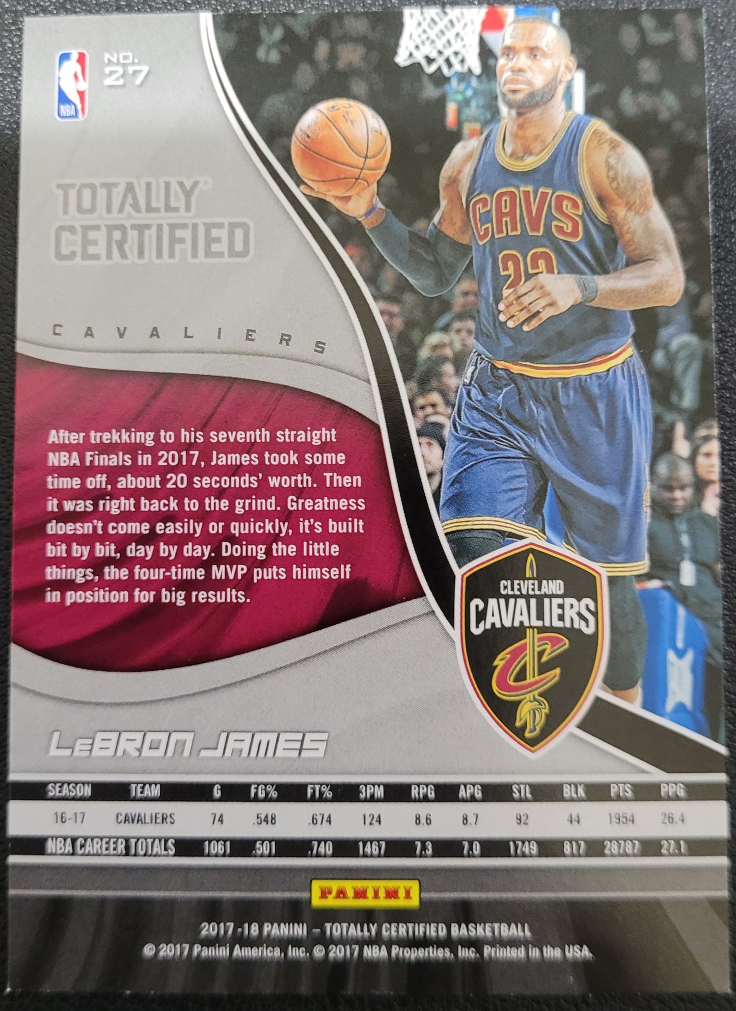 2017-18 Panini Totally Certified #27 LeBron James