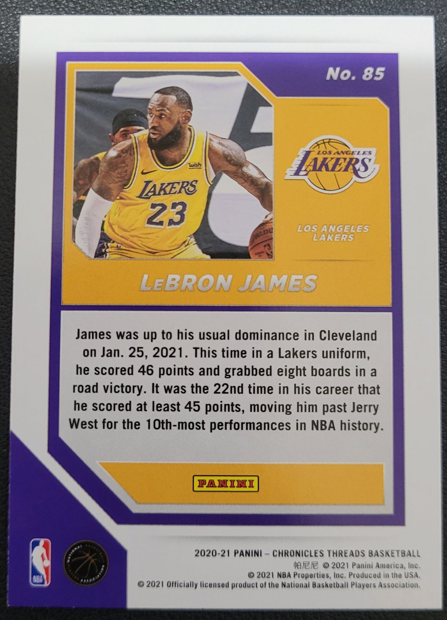 2020-21 Panini Chronicles #85 LeBron James Pink