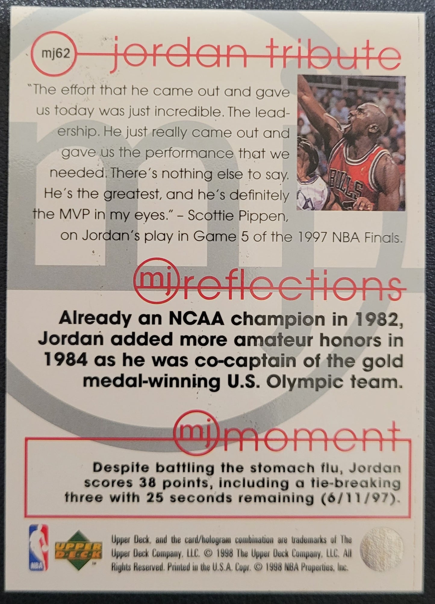 1997-98 Upper Deck Michael Jordan Tribute #MJ62 Michael Jordan