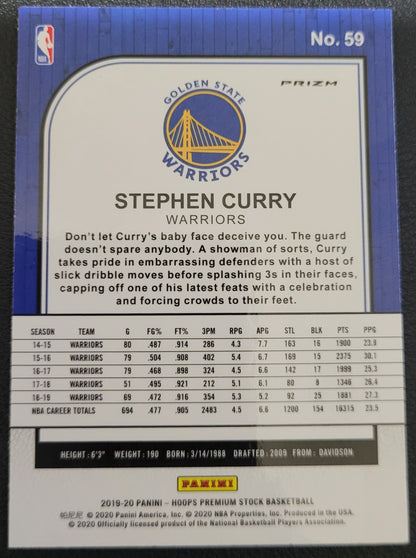 2019-20 Hoops Premium Stock #59 Stephen Curry Prizms Red Cracked Ice