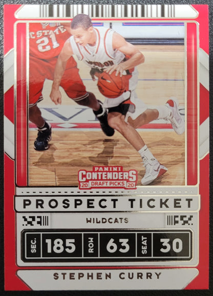 2020 Panini Contenders Draft Picks #1 Stephen Curry Game Ticket Red
