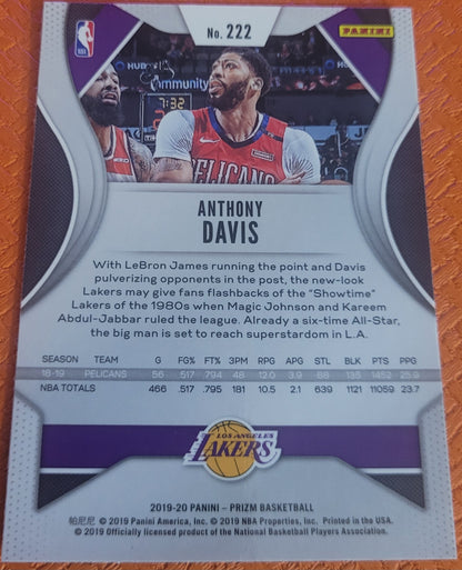 2019-20 Panini Prizm #222 Anthony Davis Prizms Fast Break Purple #/75