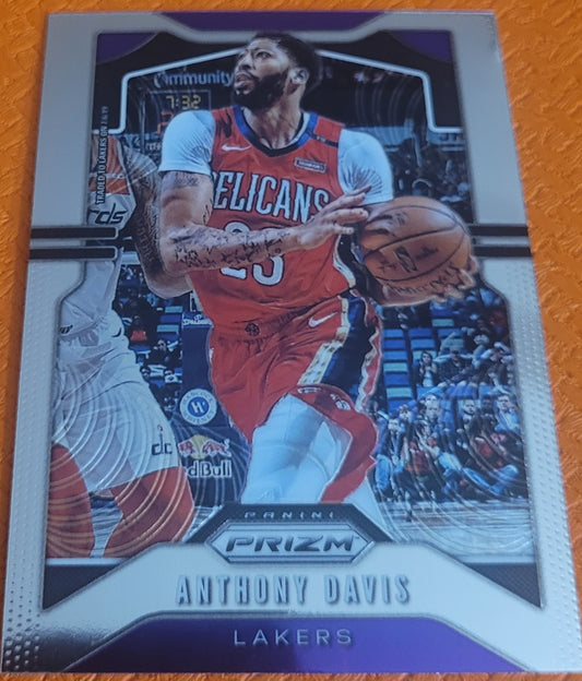 2019-20 Panini Prizm #222 Anthony Davis Prizms Fast Break Purple #/75