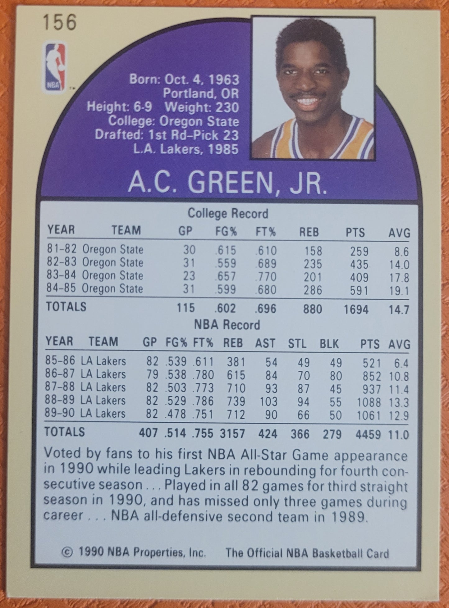 1990-91 Hoops #156 A.C. Green