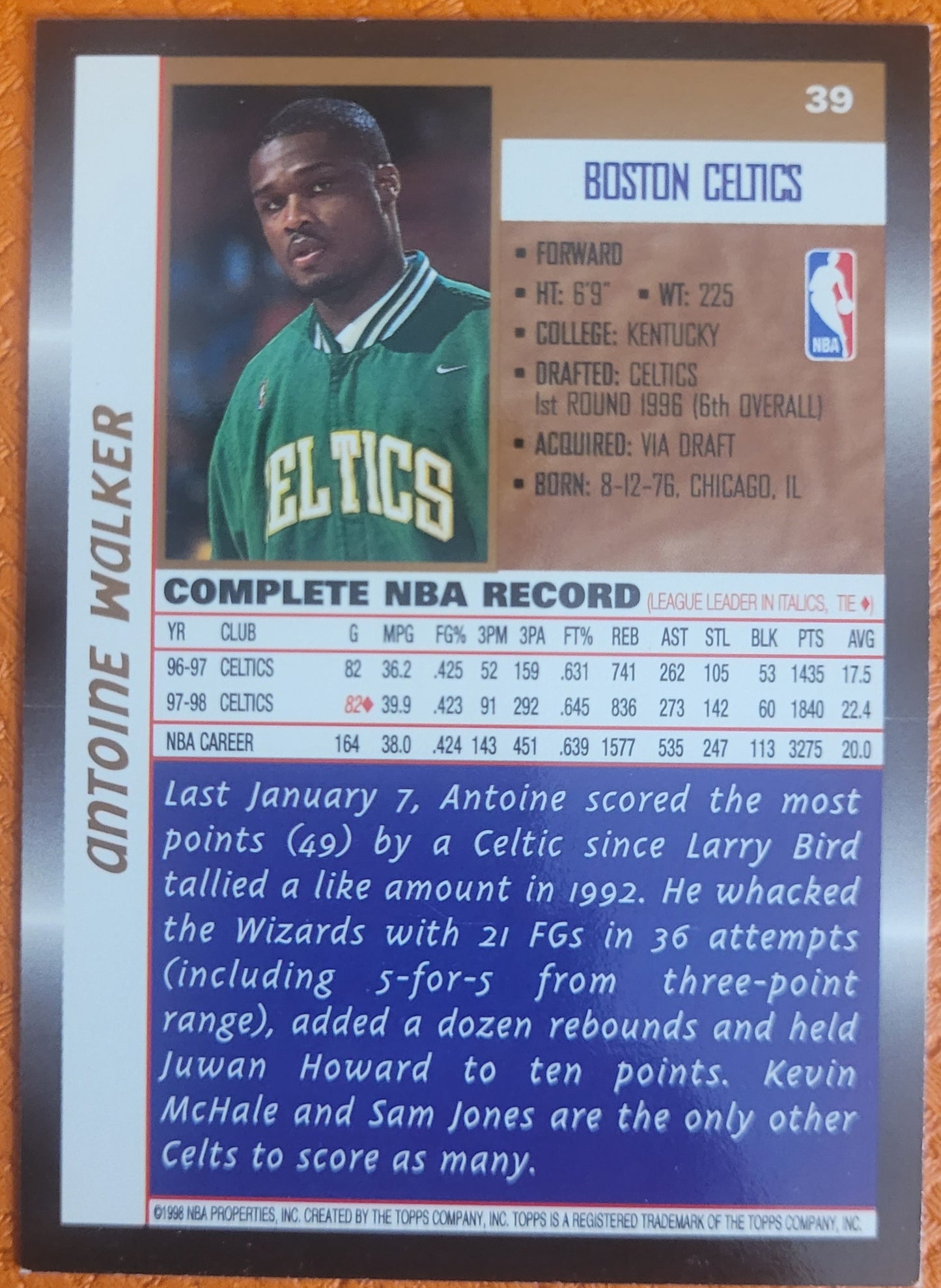1998-99 Topps #39 Antoine Walker