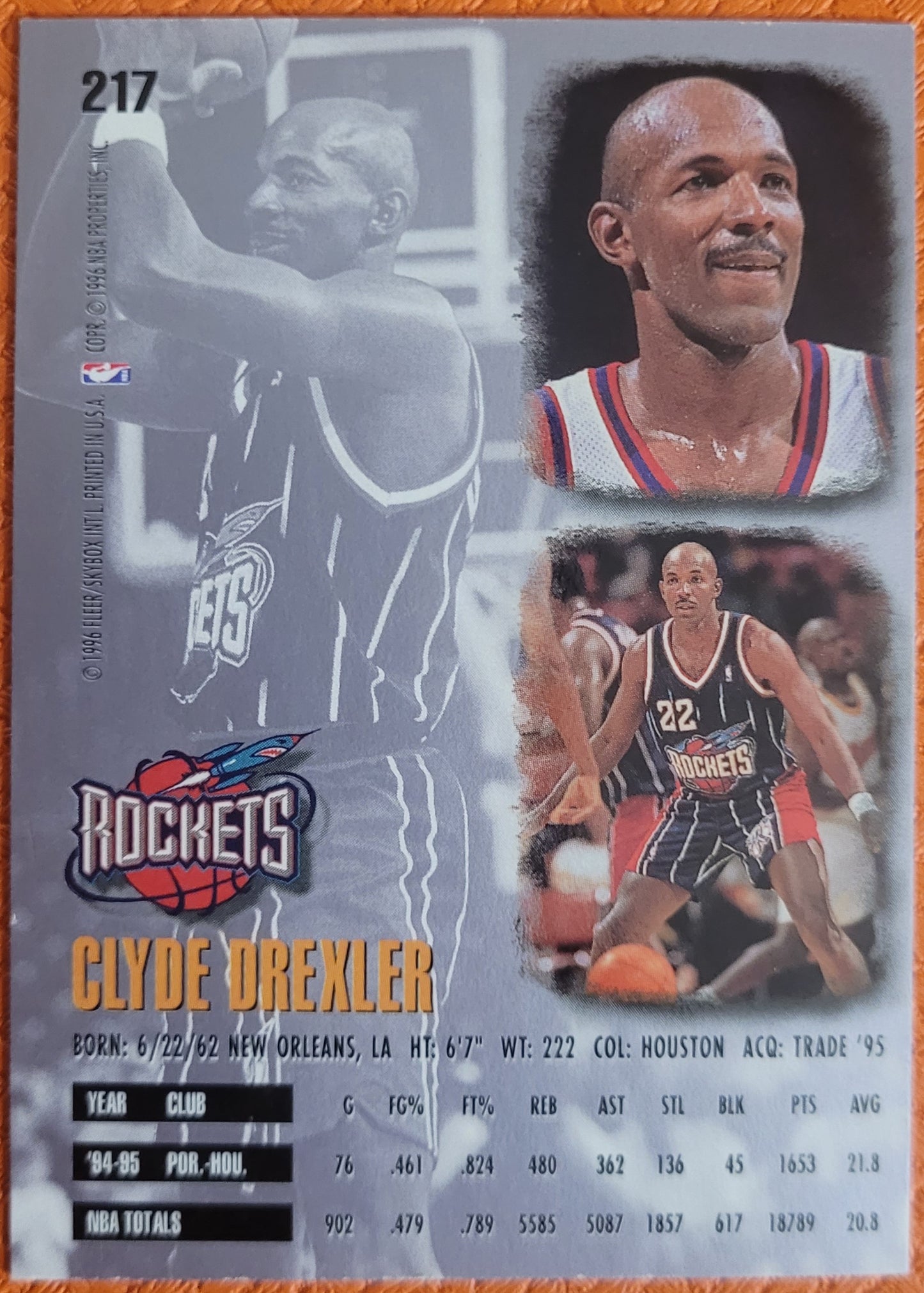 1995-96 Ultra #217 Clyde Drexler