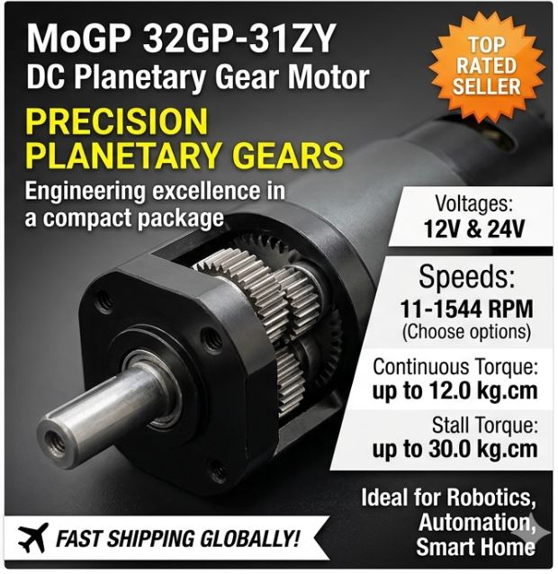 DC 12V/24V Planetary Brushed Motor 32GP-31ZY with Speed Control & Reversible - NEW!