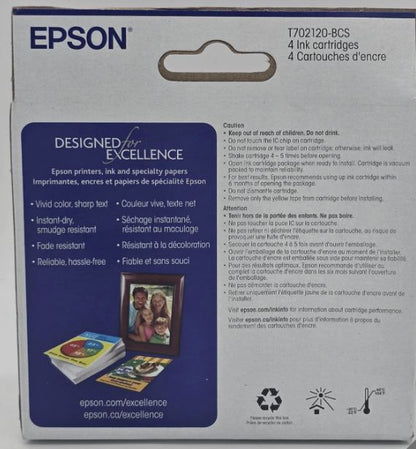 EPSON T702 DURABrite Ultra Genuine Ink Color Combo Pack – Standard Capacity - NEW!
