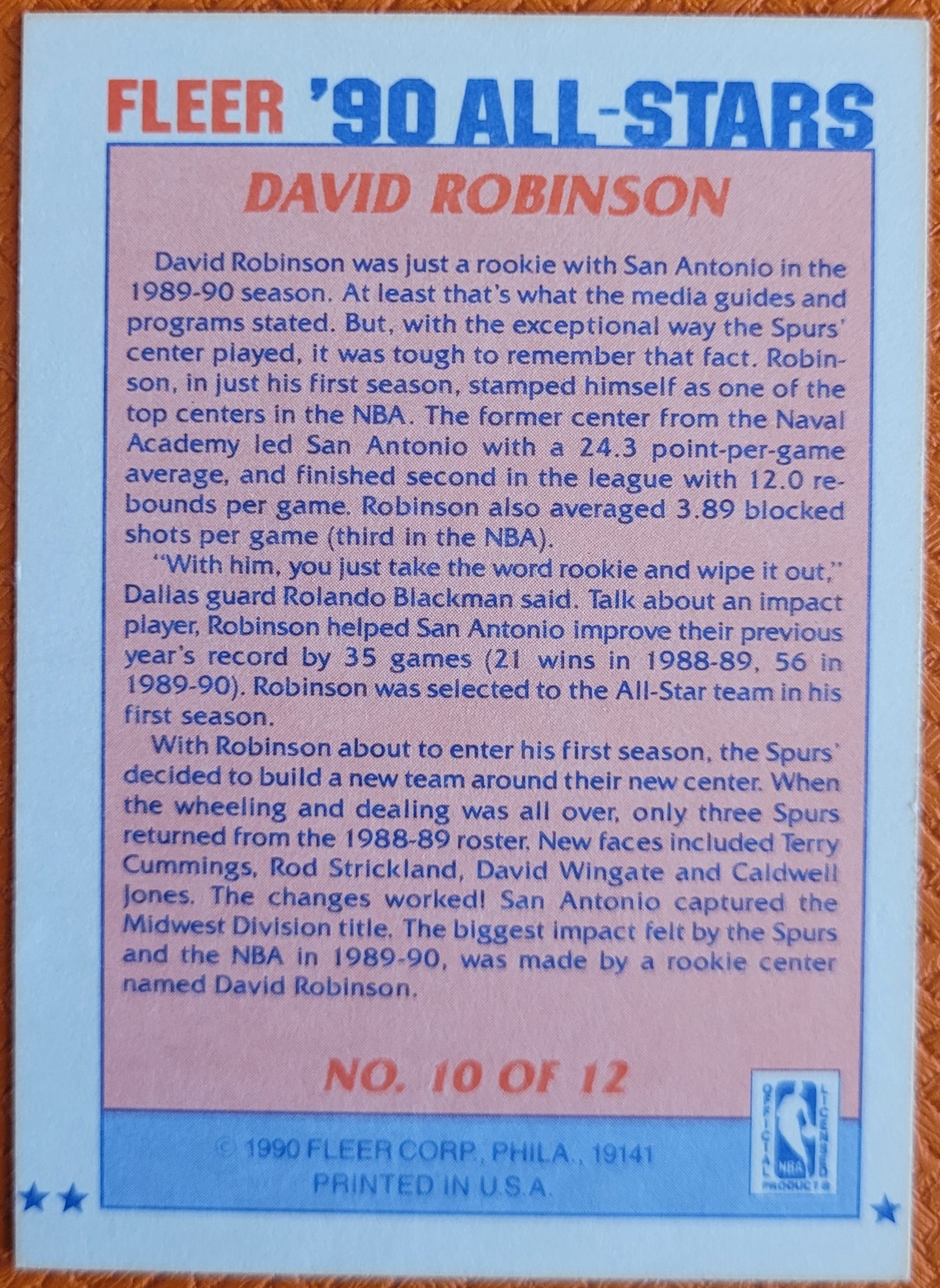 1990-91 Fleer #10 David Robinson All-Stars