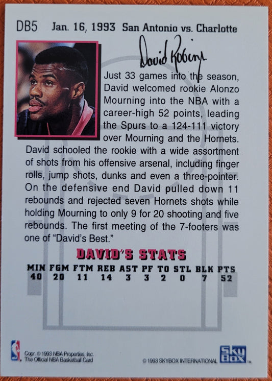1993-94 Hoops #DB5 David Robinson David's Best