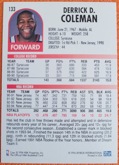 1994-95 Hoops #133 Derrick Coleman